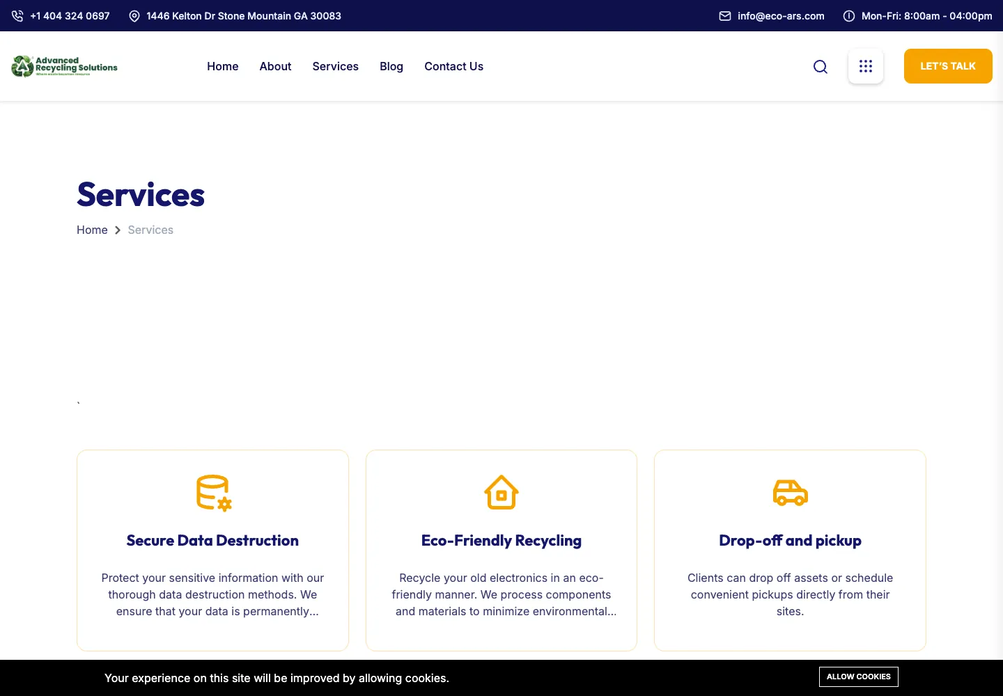 Advanced Recycling Solutions services page