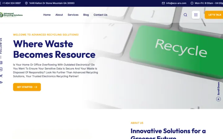 Advanced Recycling Solutions website preview