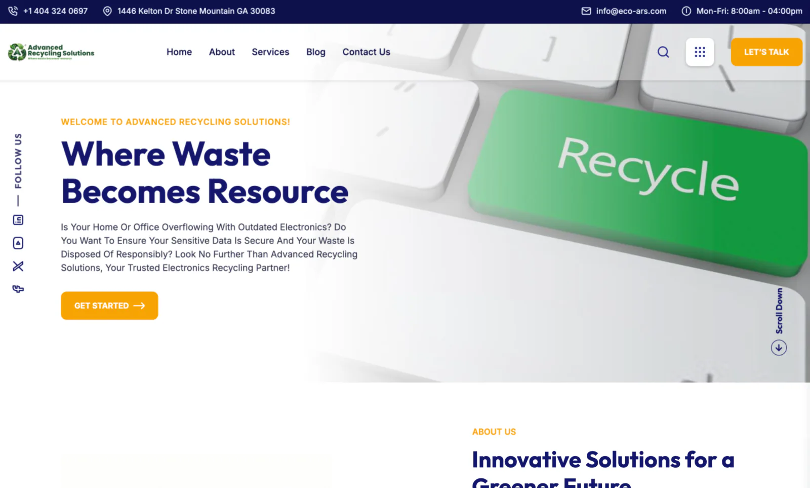 Advanced Recycling Solutions Website Design
