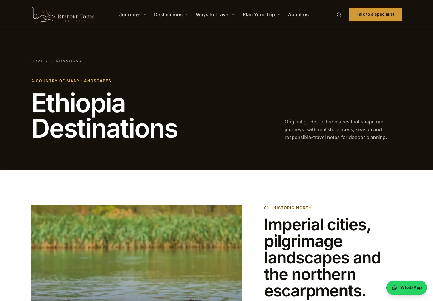 Bespoke Tours Ethiopia destination discovery page