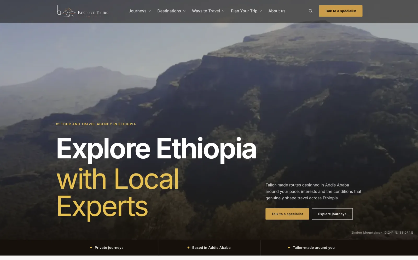 Bespoke Tours Ethiopia website home page