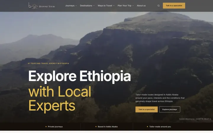 Bespoke Tours Ethiopia website preview