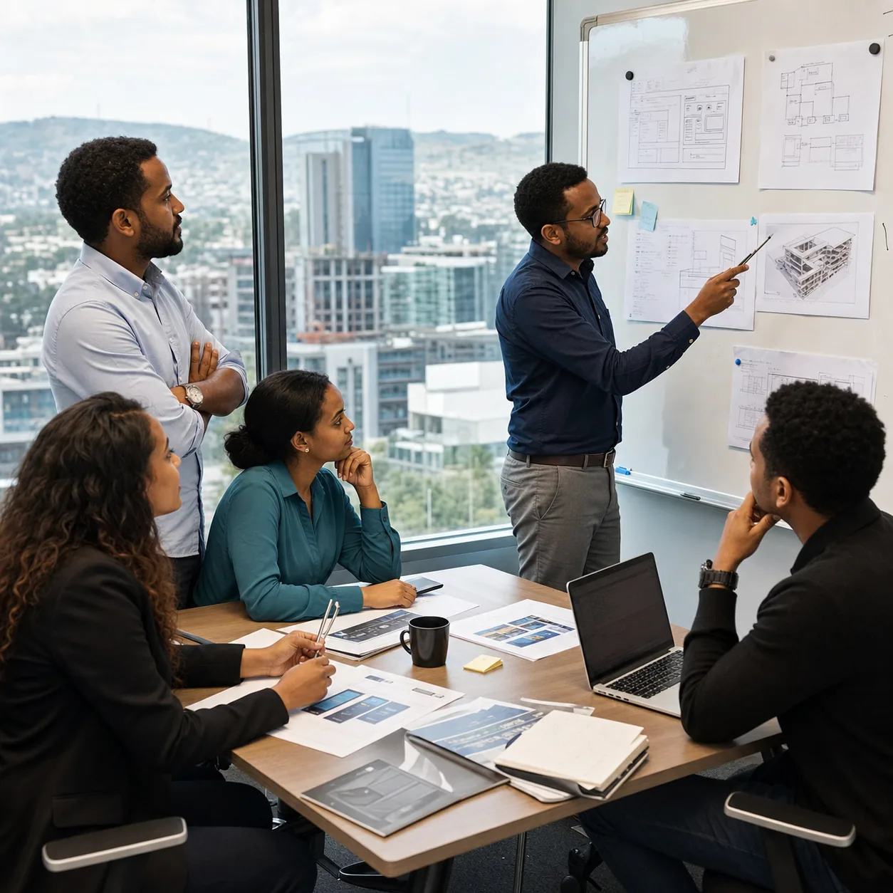 Ethiopian client team evaluating a software company's architecture and project evidence