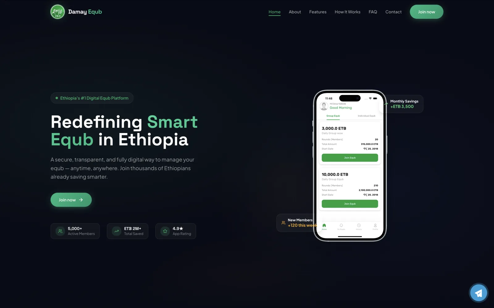 Damay Equb website home page