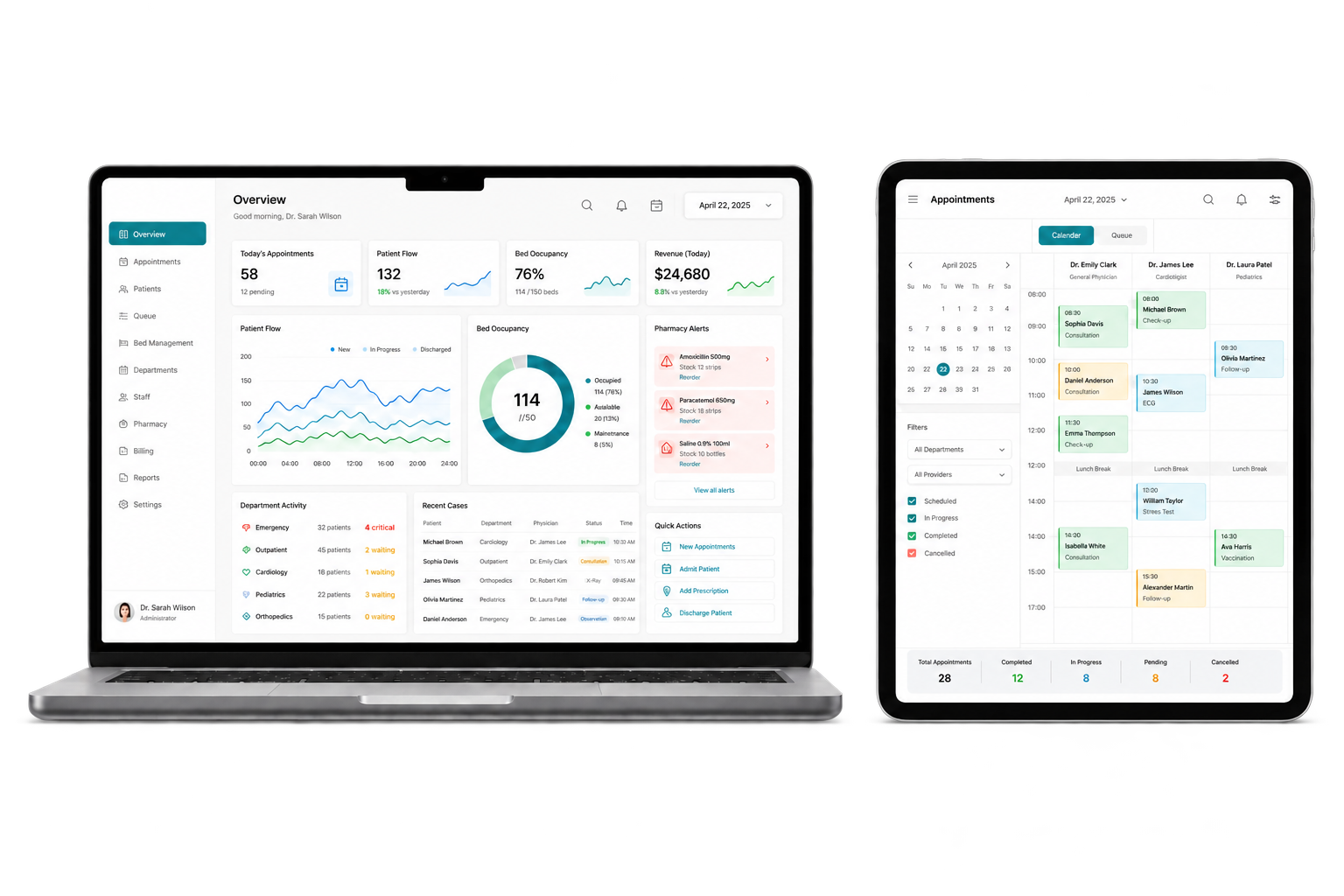 Hospital Management System product interface