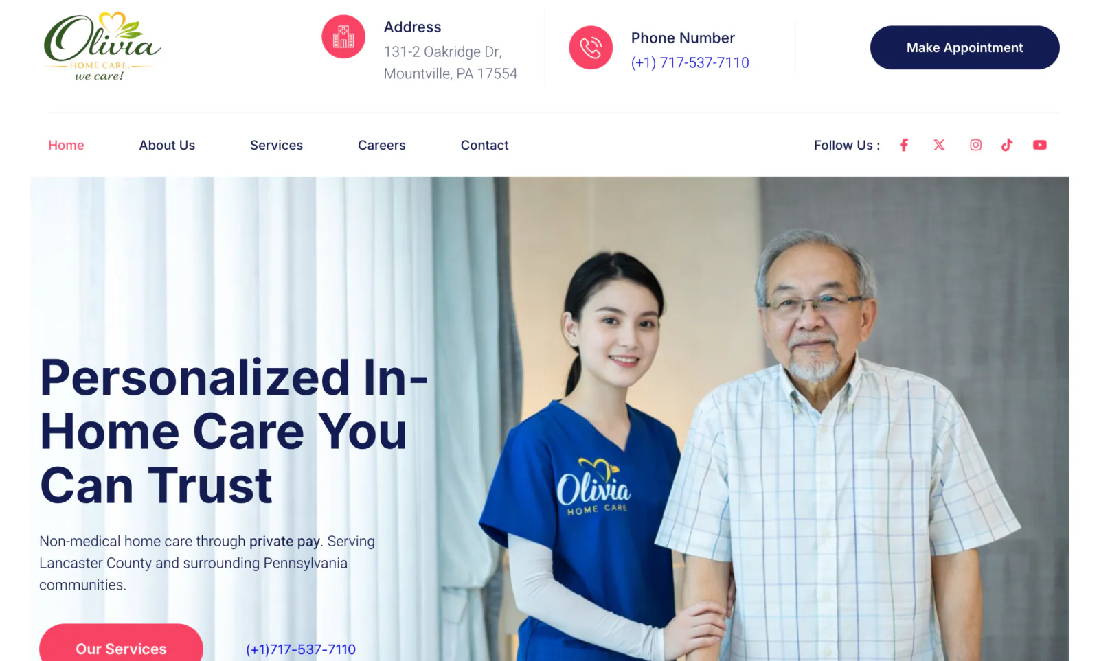 Olivia Care Website Design