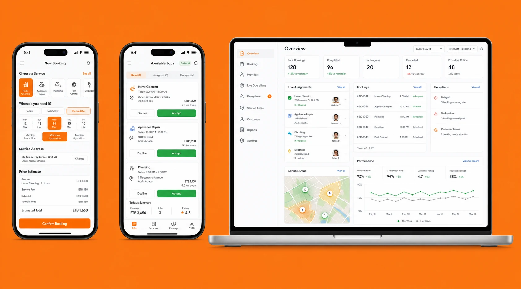 On-Demand App Development customer and operations interfaces
