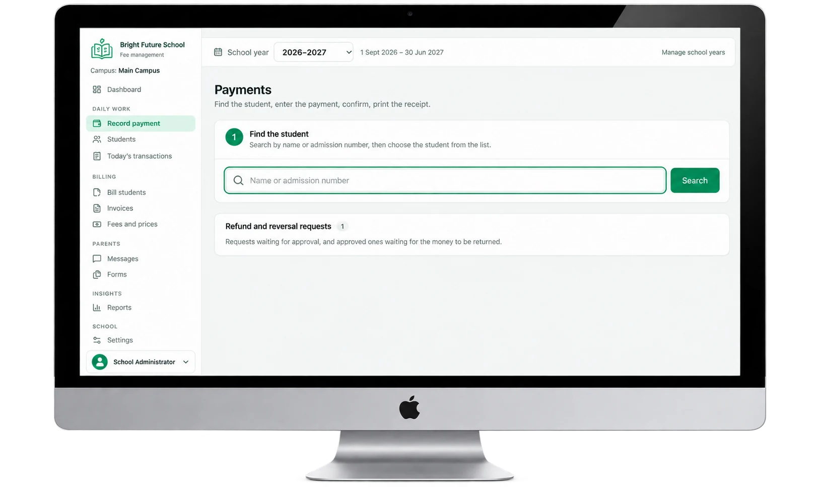 Payment recording and receipts
