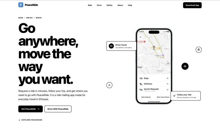 PeaceRide website preview