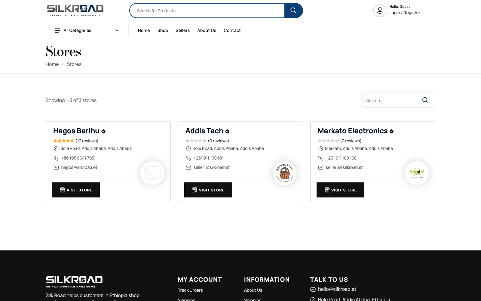 Silkroad seller directory with individual vendor storefronts