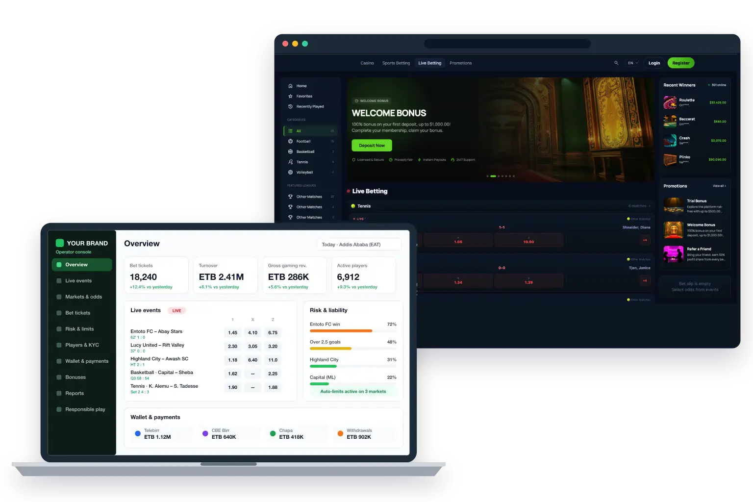 Sports Betting Software Development customer and operations interfaces
