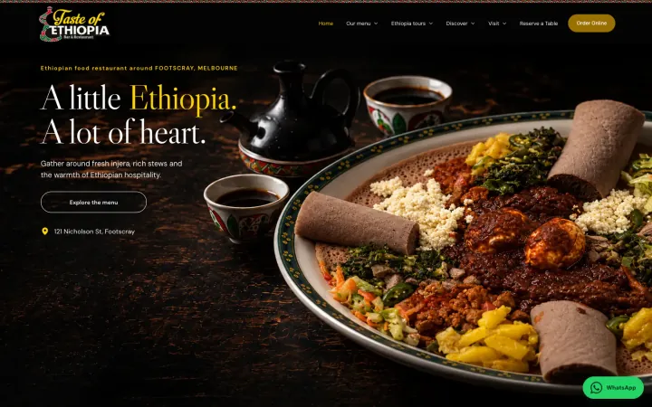 Taste of Ethiopia Bar & Restaurant website preview