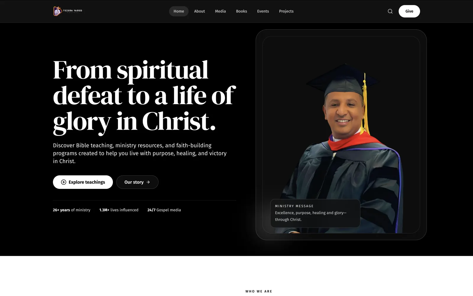 Tezera Yared Ministries website home page